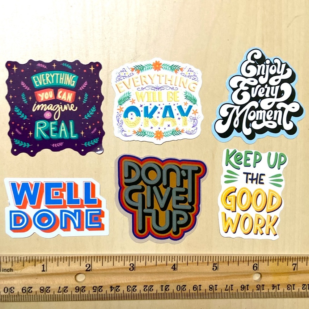 10/$10 or $1‎ BUNDLE: 6 Impressed Themed Vibe Stickers WATERPROOF! 👍 ✨ 🏅